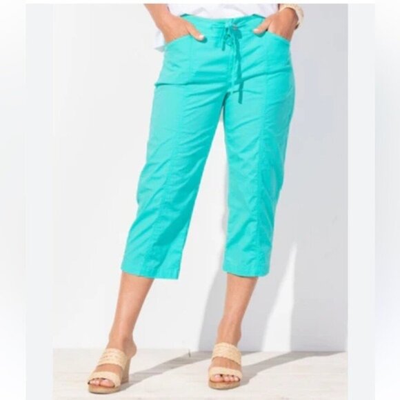 Nautica Caprice Drawstring Pants Aqua Teal Size Medium Sporty Coastal Prep Vibe - Picture 1 of 10